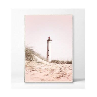 Kunstdruck Poster Bild Leuchtturm Sand Schilf Küste Strand Meer Pflanze