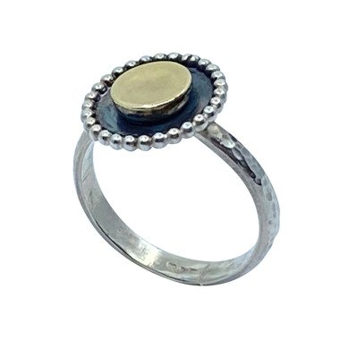 Oxidierter Ring Aus 925Er Silber Mit Goldanteil