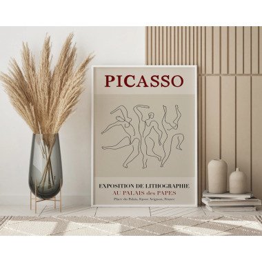Picasso Tänzer Poster, Ausstellungsdruck, Moderner Druck, Line Art Beige Print, 