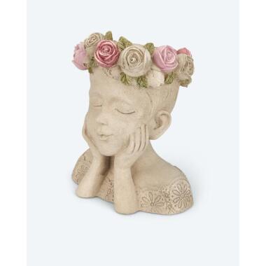 Skulptur-Blumentopf Kopf mit Rosen