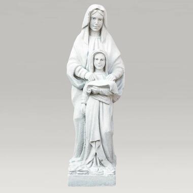 Steinguss Maria mit Kind Skulptur für ein Grab Madonna Alina / Portland Weiß