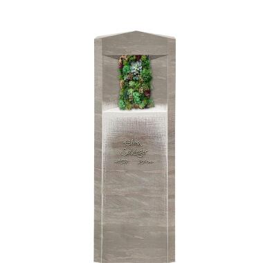 Urnengrab Grabstein aus Kalkstein mit vertikaler Bepflanzung & Hauswurz Porta 