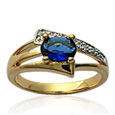 Vergoldeter Ring 'Nina' Goldener Saphir 10 mm