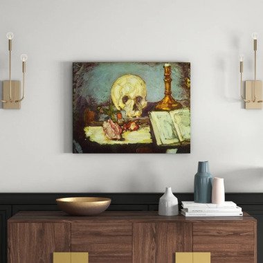 Wandbild Schädel und Kerzenleuchter von Paul Cézanne