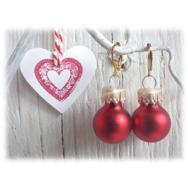 Weihnachts - Ohrringe 1Paar Weihnachtskugel Modeschmuck Rot Weihnachten Wichteln