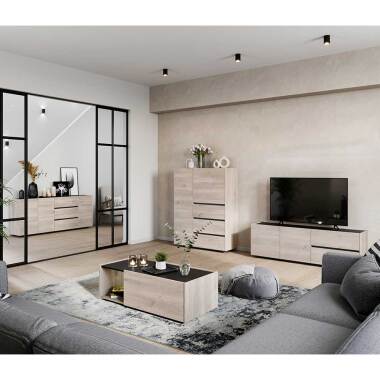 Wohnzimmerwohnwand in modernem Design Eiche