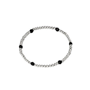 Armband Silber Schwarz Kugelnedelstahl Black Diamond Beads