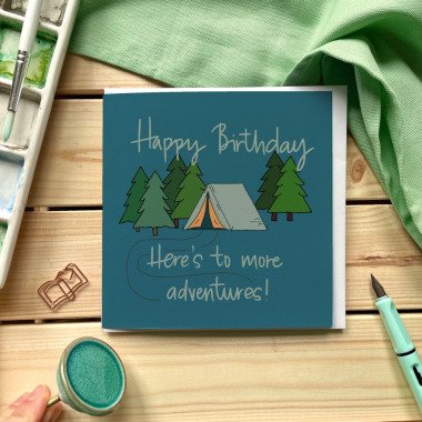 Auf Mehr Abenteuer Camping Geburtstagskarte