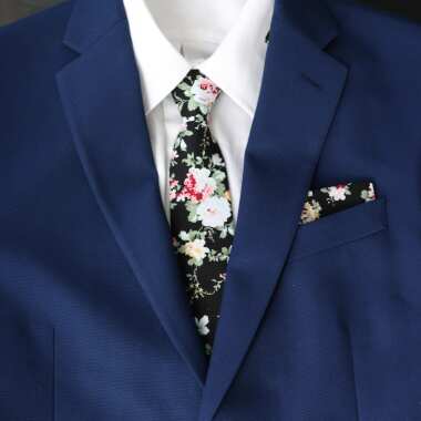 Benton Black Floral Herren Skinny Krawatte
