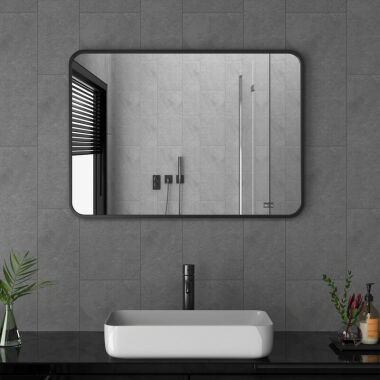 Boromal Badspiegel 50x70cm Wandspiegel Schwarz