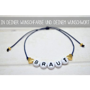 Brautschmuck Armband aus Gold & Namensarmband Herzen Gold in Deiner Wunschfarbe