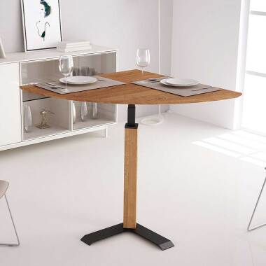 Design Tisch in Wildeichefarben und Schwarz höhenverstellbar