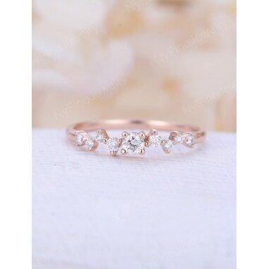 Diamant-Cluster-Ring-Zweig-Verlobungsring Rose Gold Mini Floral Einzigartige