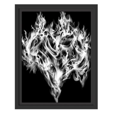 Gerahmtes Wandbild Dark Herz aus Feuer und Wasser