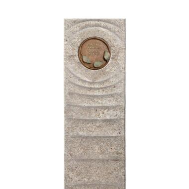 Grabstein für Einzelgrab in Gold & Muschelkalk Einzelgrabstein mit Bronze