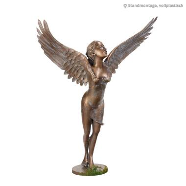 Große Engel Skulptur Grab in Gold & Elegante Engel Statue limitiert Kalote