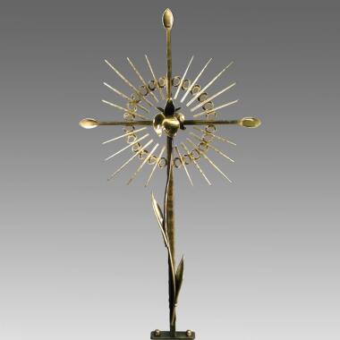 Historisches Grabkreuz aus Metall Heiliges Herz Jesu Iberico / Bronze / 100x50