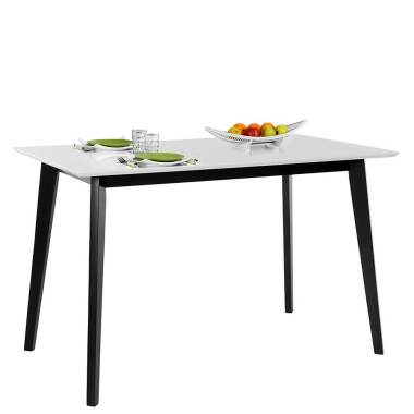 Holzküchentisch aus Kiefer & Küchen Tisch in Weiß und Schwarz rechteckiger