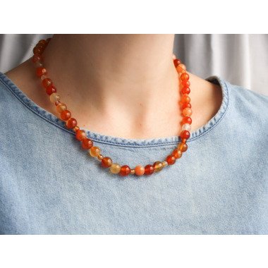 Karneol Perlen Halskette Für Frauen. Orange