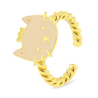 Katze mit Krone Ring vergoldet