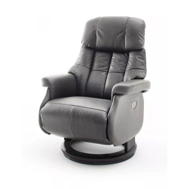 Relaxsessel Calgary XL in schlamm grau Leder und schwarz elektrisch verstellbar
