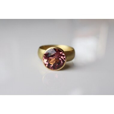 Rosa Turmalin Ring Aus 18K Gold, 750 Goldring Rosa Turmalin, Turmalinring