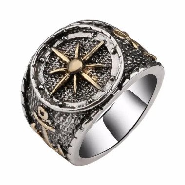 Schmuck Für Männer, Retro Finger Ring Antik Silber Astrolabium Kompass