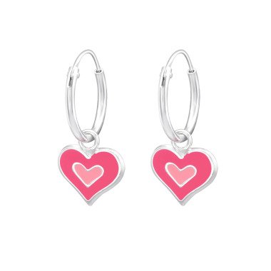 Schmuckkästchen aus 925 Silber & Kinder Mädchen Creolen Ohrringe Herz pink 925er Silber Kinderschm