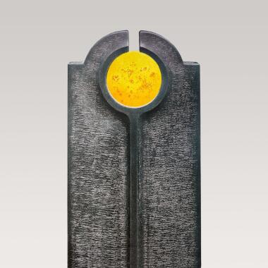 Urnengrabstein aus Glas & Moderner Urnengrabstein mit Glas Symbol gelb