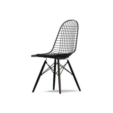 Vitra Wire Chair DKW-5 Ahorn schwarz Leder 67 asphalt Sitzhöhe 43 cm