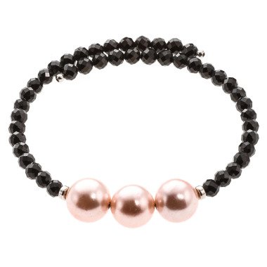 Wickel-Armband,3 MK-Perlen,Black Spinell,ca. 20 ct x Rosé x