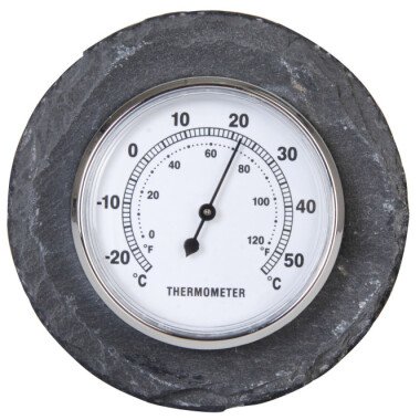 3 Stück Esschert Design Thermometer, Temperaturmesser aus Schiefer, rund