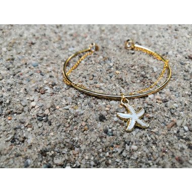 Armkette mit Anhänger aus Metall & Armband Metall Diamant Blume Gold Mit