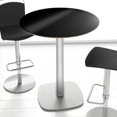 Designer Glastisch & Hochtisch rund in Schwarz und Silberfarben Hochglanz