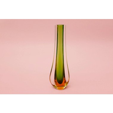 Grabvase mit Glaselement & Vintage Mid Century Solifleur Vase Multicolor