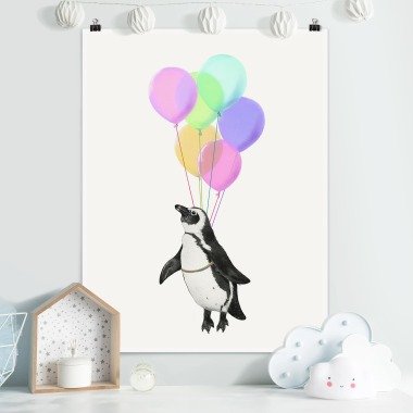 Poster Tiere Hochformat Illustration Pinguin
