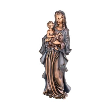 Stilvolle Maria Skulptur aus Bronze mit Jesuskind