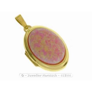 Syn. Opal rosa Medaillon Cabochon Gold 333