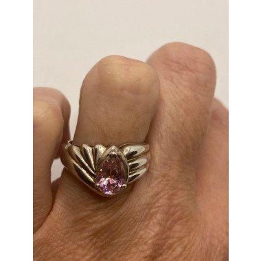 Vintage Pink Eis Cz Deko Ring 925 Sterling Silber