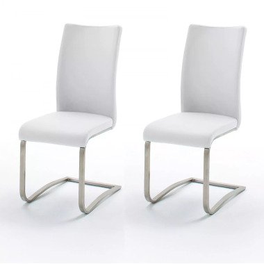 2 x Stuhl Arco Weiß Freischwinger Leder