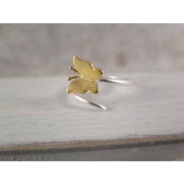 925 Sterling Silber -Schmetterling Ring Vergoldet