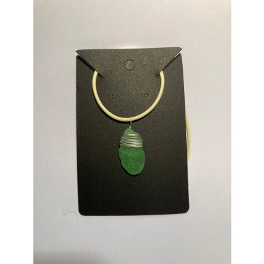 Anhänger Glas Halskette Seeglas Grün | 2, 5 cm