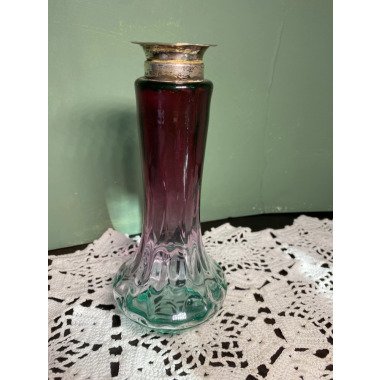 Antike Rubina Verdi Glas Vase Flasche Strling