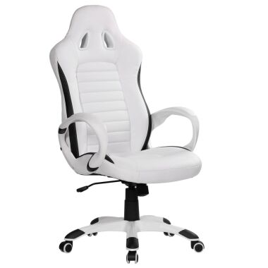 Bürostuhl SPA Weiß Gaming Chefsessel mit Armlehne gepolstert 110 kg Sport-Sitz D