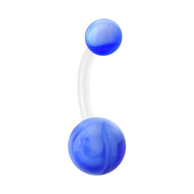 Curved Barbell, Bioflex/Acryl, durchsichtig/blau
