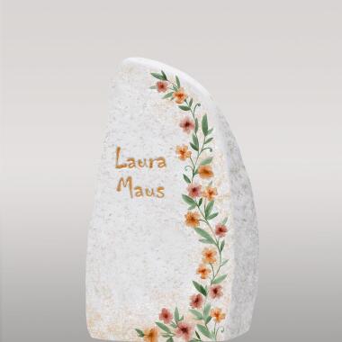 Einzelgrabstein mit Blumenranke Ornament in Kalkstein Liberi Flora