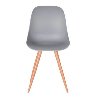 Esszimmer Stuhl in Grau Kunststoff Metallgestell in Eiche Optik