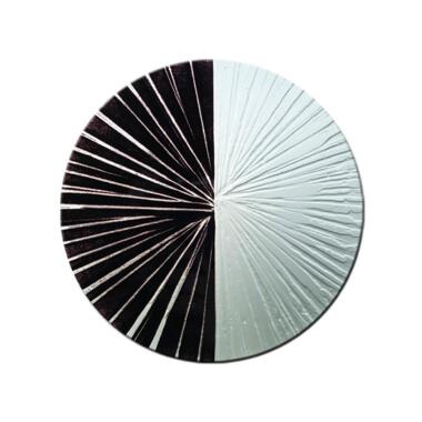 Glas Ornament für Grabstein & Kontraststarkes rundes Glaselement schwarz-weiß