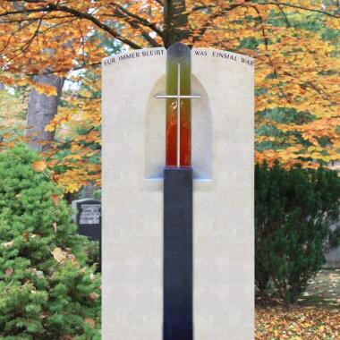 Grabstein für Doppelgrab mit Regenbogen & Doppelgrabstein Stehend Rainbow