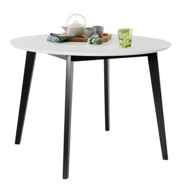 Holzküchentisch aus Kiefer & Kleiner Esszimmer Tisch in Weiß und Schwarz